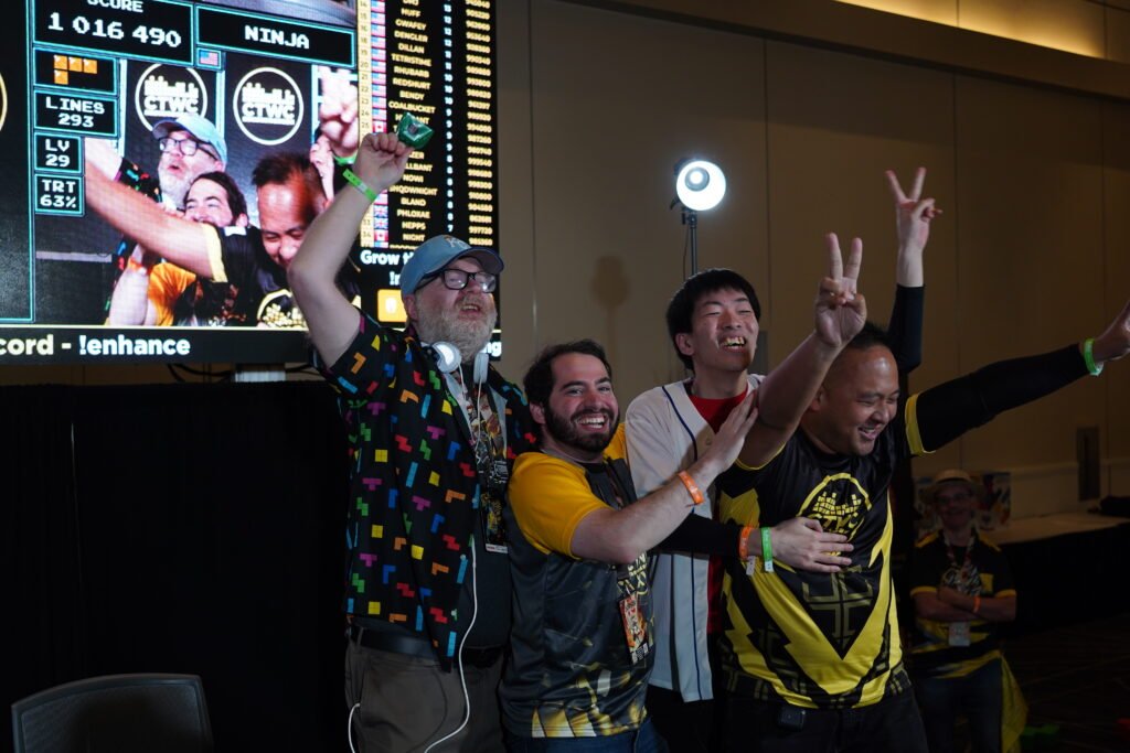 Chris Bidwell, Nima, Sight, Ninja celebrating Ninja's Second Maxout in Qualifying at 2025 CTWC
