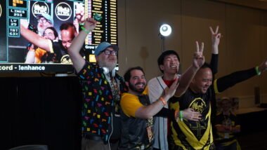 Chris Bidwell, Nima, Sight, Ninja celebrating Ninja's Second Maxout in Qualifying at 2025 CTWC